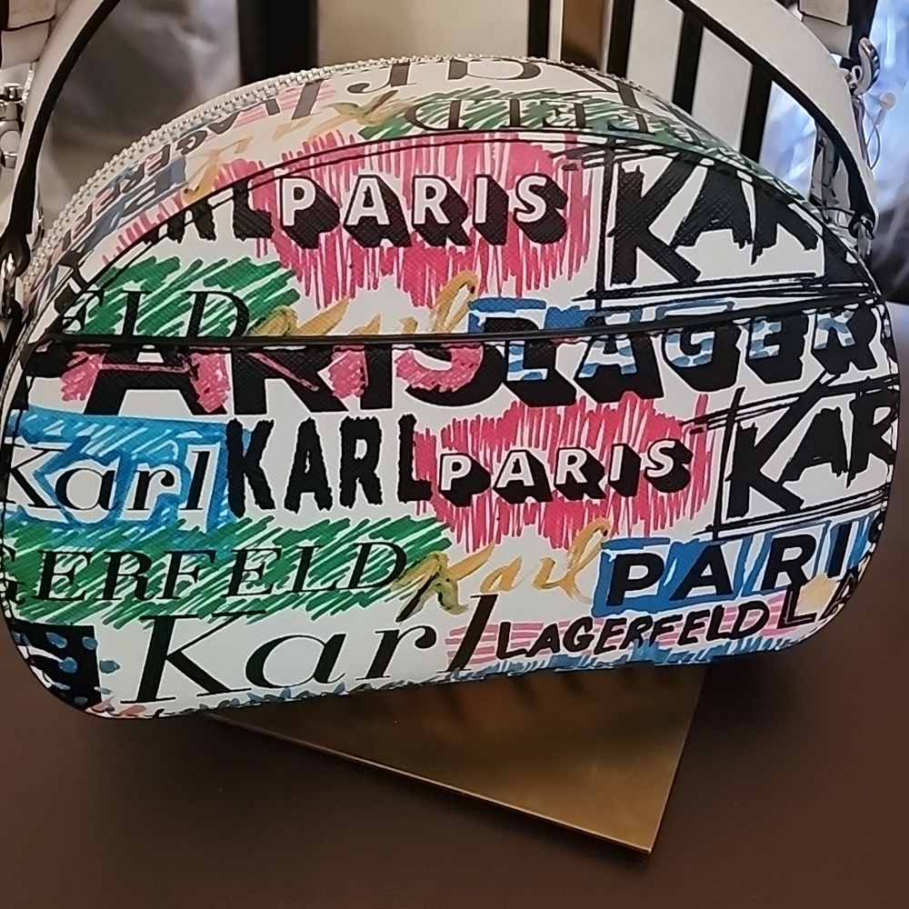 Karl Lagerfeld Multicolor Graffiti Mini Dome Crossbody Nwt - Picture 5 of 13